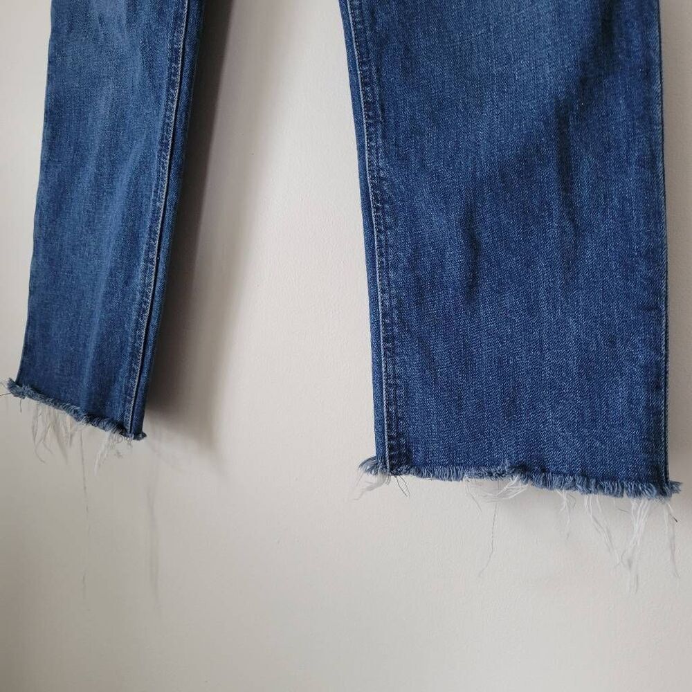 PAIGE Stella Distressed Straight Leg Jeans Raw Hem Size 27 Blue Miss You Distres - Picture 2 of 7